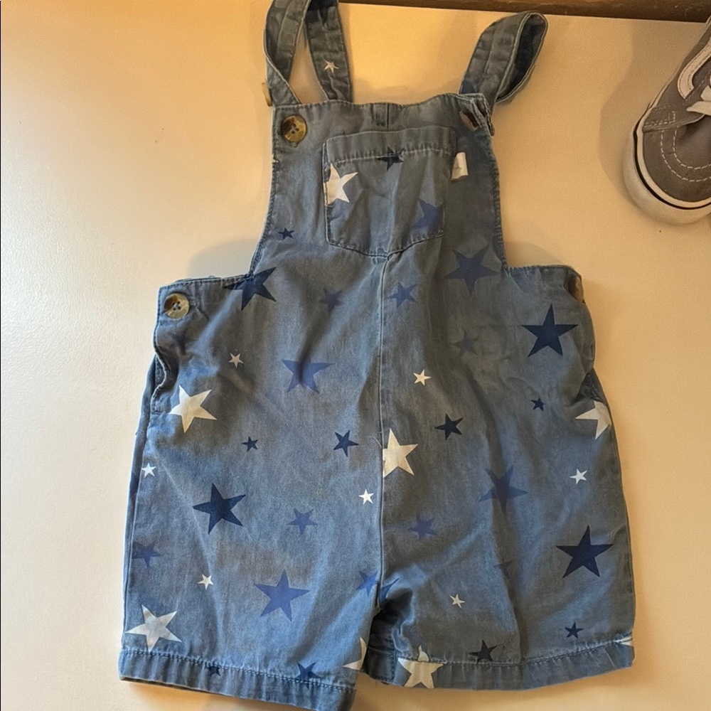 Blue Star-Patterned Overalls with Adjustable Straps
